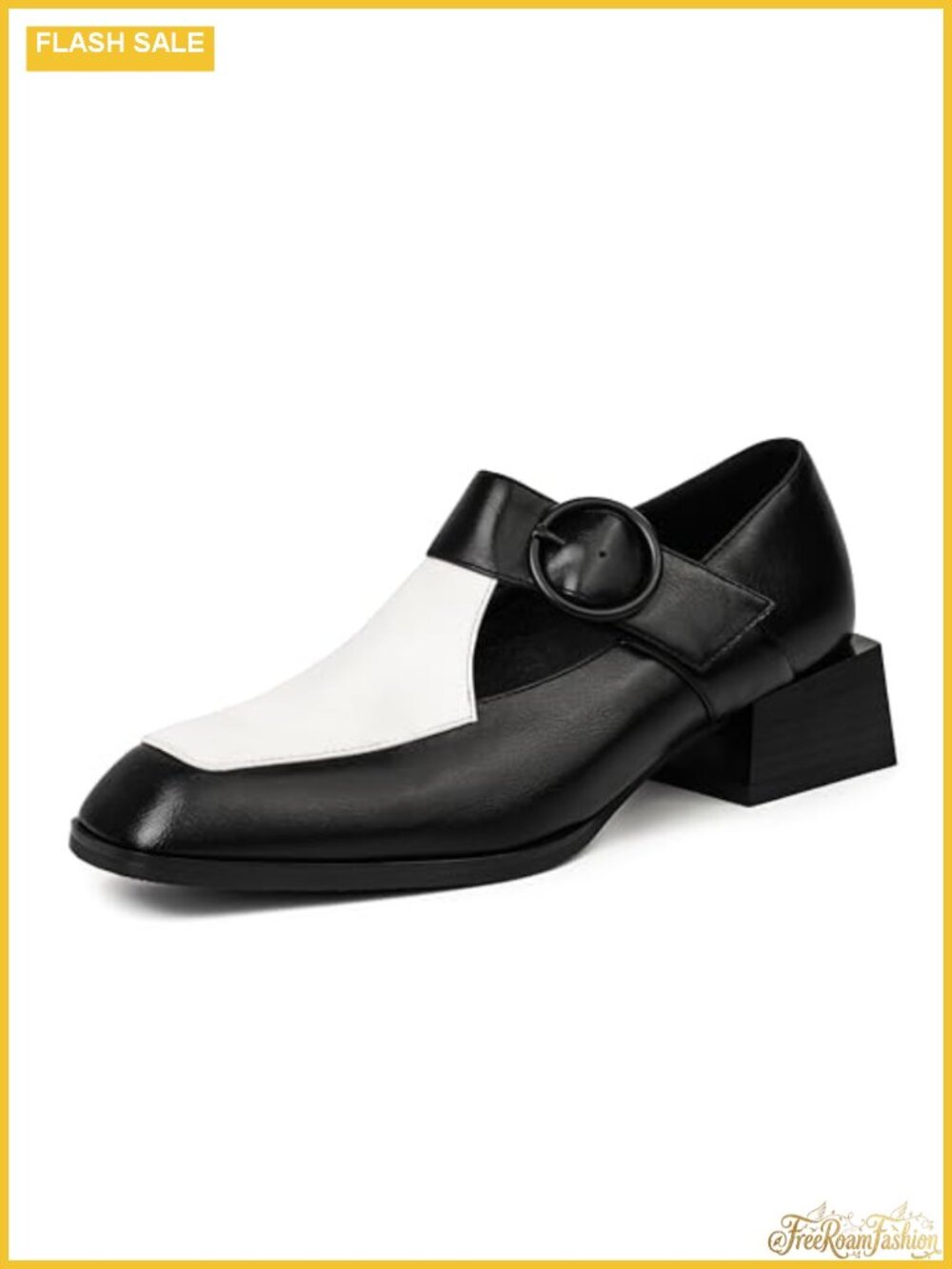 Women's Mary Jane Pumps Faux Leather Block Heel Buckle Strap Dress Shoes